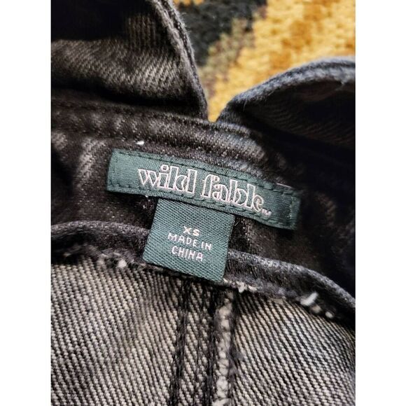 Wild Fable Dress Women's XS Black Stonewashed Overall Denim Raw Hem - Picture 3 of 4